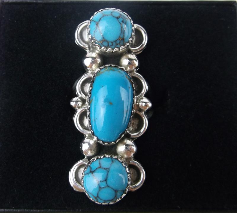 Navajo Shirley Largo Sterling Silver Turquoise Ring 7 (1 of 2)