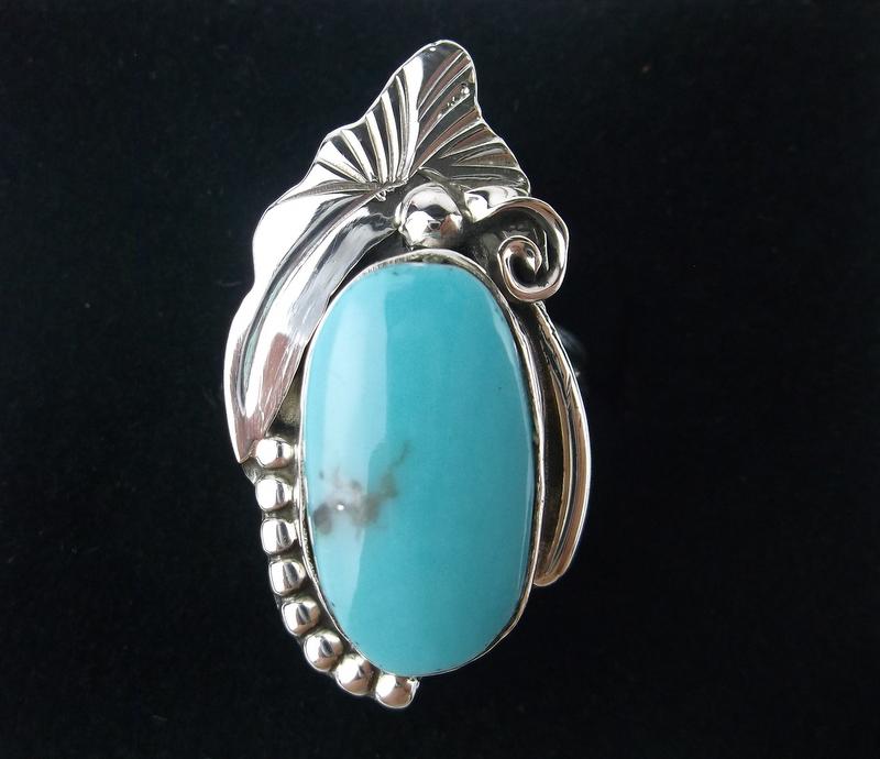 Navajo Shirley Ray Sterling Silver Turquoise Ring 8 (1 of 3)