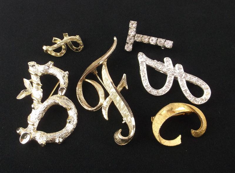 Stunning Vintage Antique Initial Brooch Lot B F J T C (1 of 2)