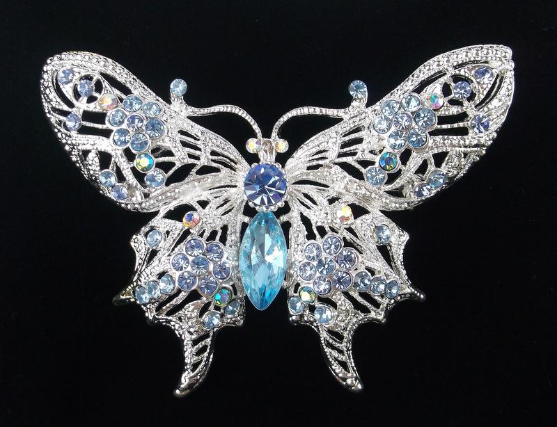 Mint Vintage Large Rhinestone Butterfly Brooch (1 of 2)