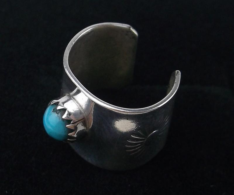 Navajo Sterling Silver Turquoise Ear Cuff Earrings (1 of 3)