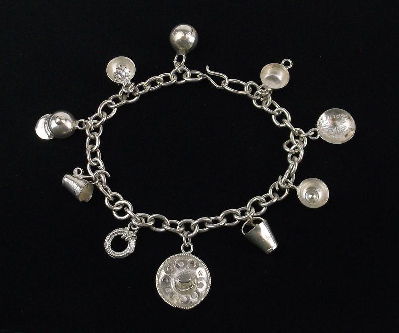 Mint 1950s Taxco JMS Sterling Silver Charm Bracelet (1 of 2)