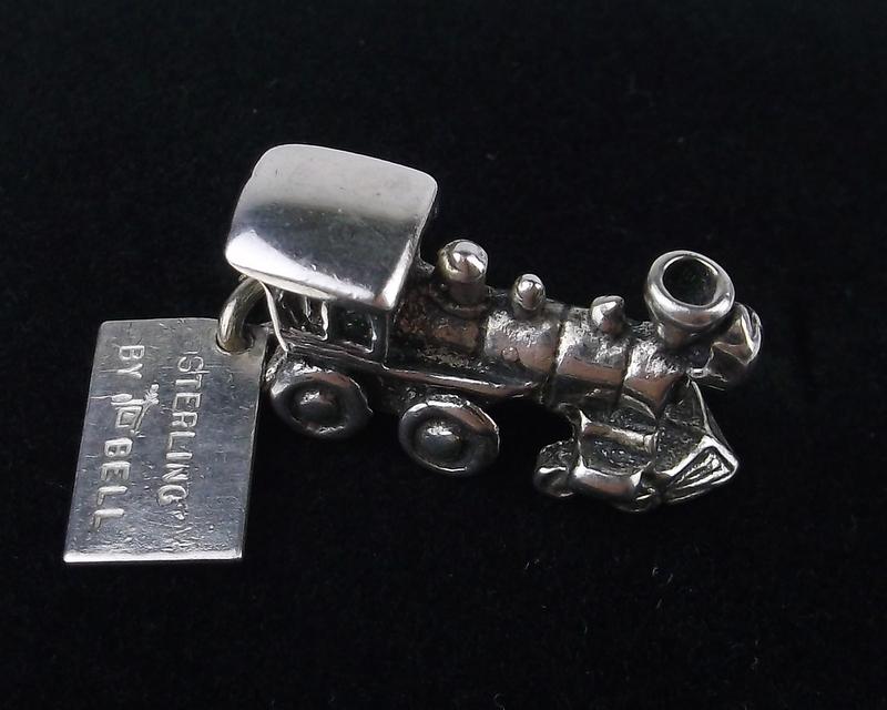 Antique Bell Sterling Silver Train Engine Charm Pendant (1 of 1)