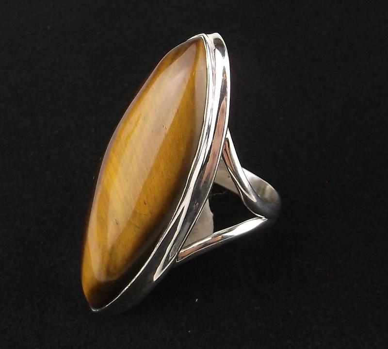New Boxed Large Sterling Silver Tigers Eye Ring Size 9 (1 of 2)