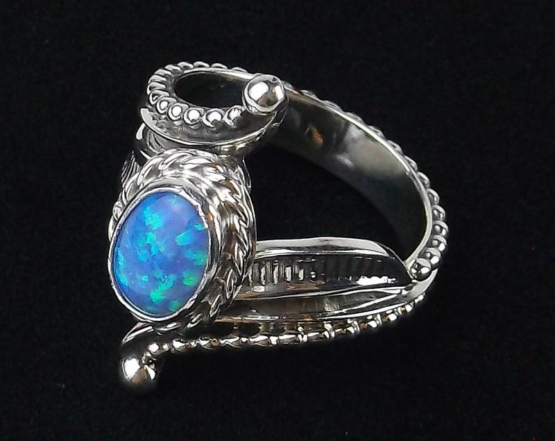 Navajo Thomas Yazzie Sterling Silver Opal Ring 9 (1 of 3)