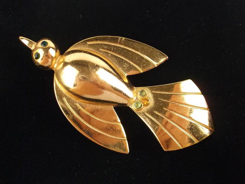 Stun Antique 1950s Coro Craft Rhinestone Bird Brooch: excellent condition