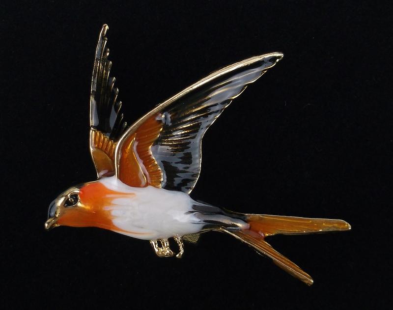 Mint Enameled Bird Brooch (1 of 2)