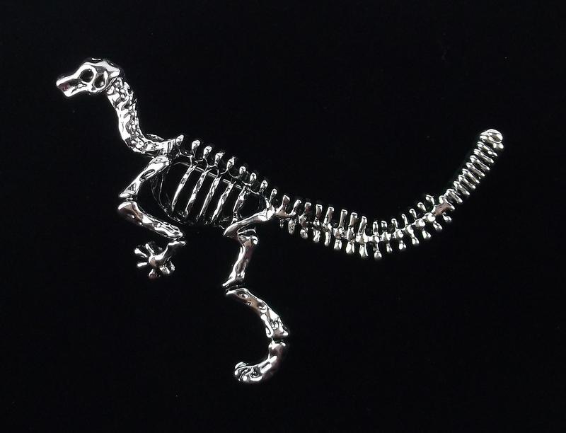 Mint Dinosaur Fossil Skeleton Brooch (1 of 2)