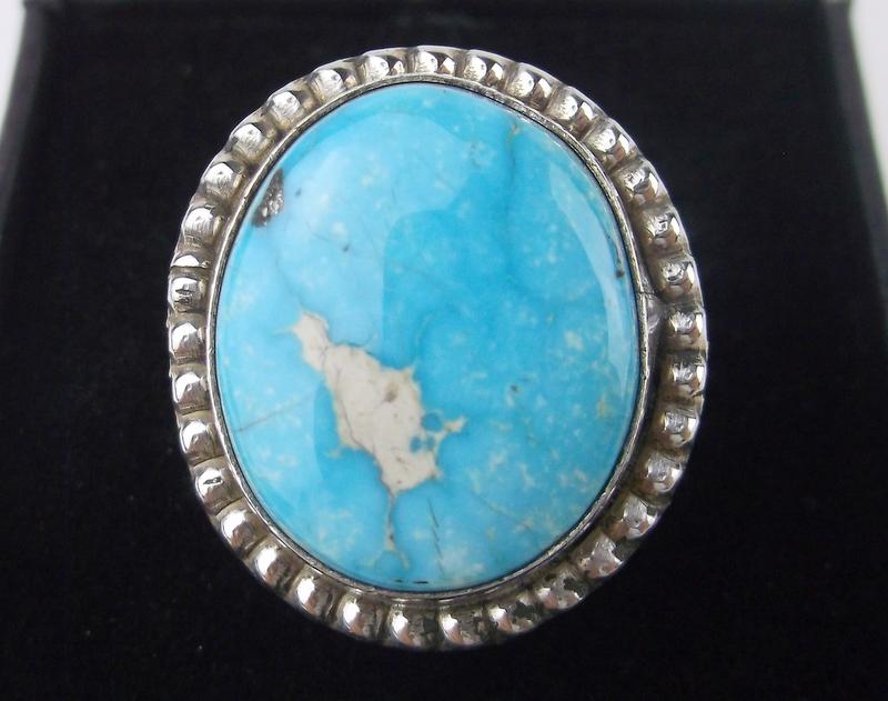 Navajo Scott Skeets Sterling B Ridge Turquoise Ring 6 (1 of 2)