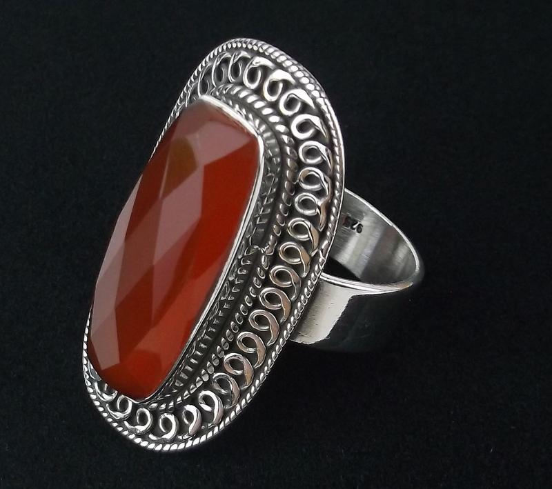 New Boxed Huge Bali Sterling Orange Tourm Ring 11 (1 of 3)