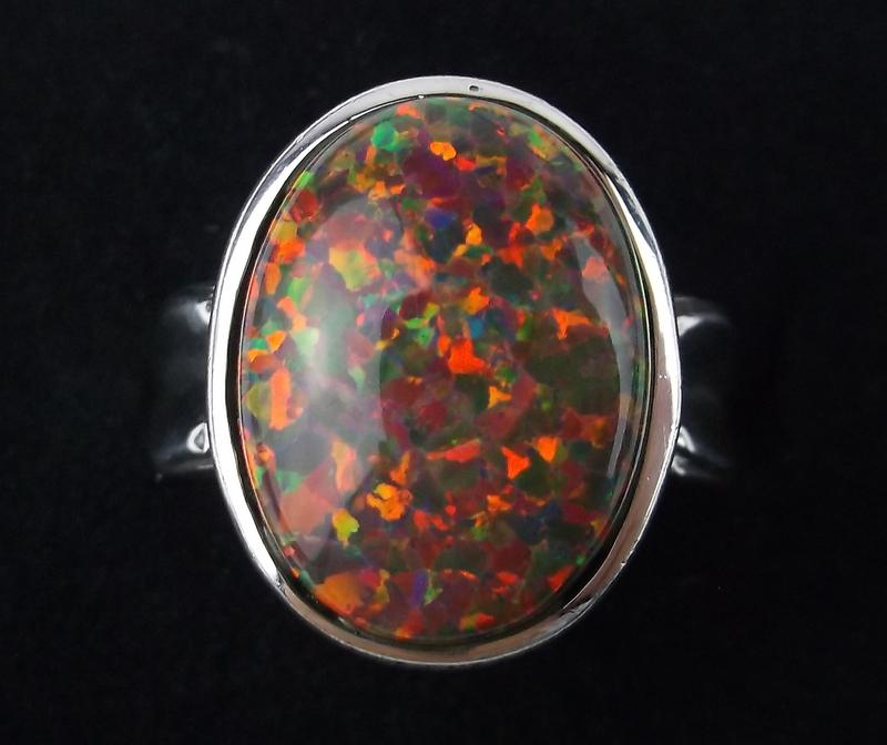 Stunning Boxed Sterling Silver Red Opal Ring 6 Thick (1 of 3)