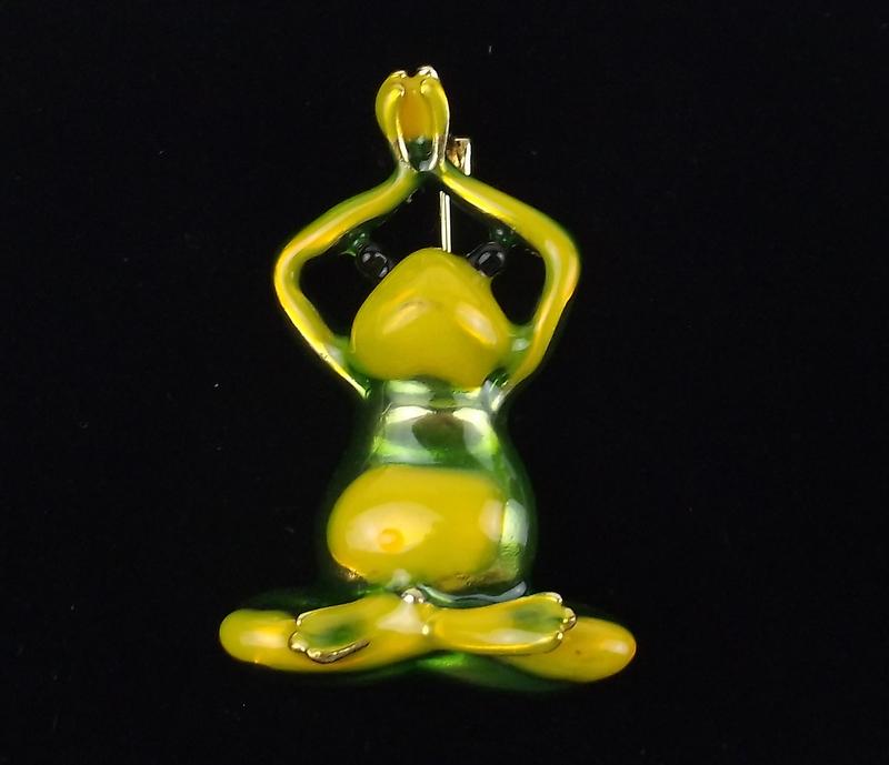 Mint Enameled Zen Yoga Frog Brooch (1 of 2)