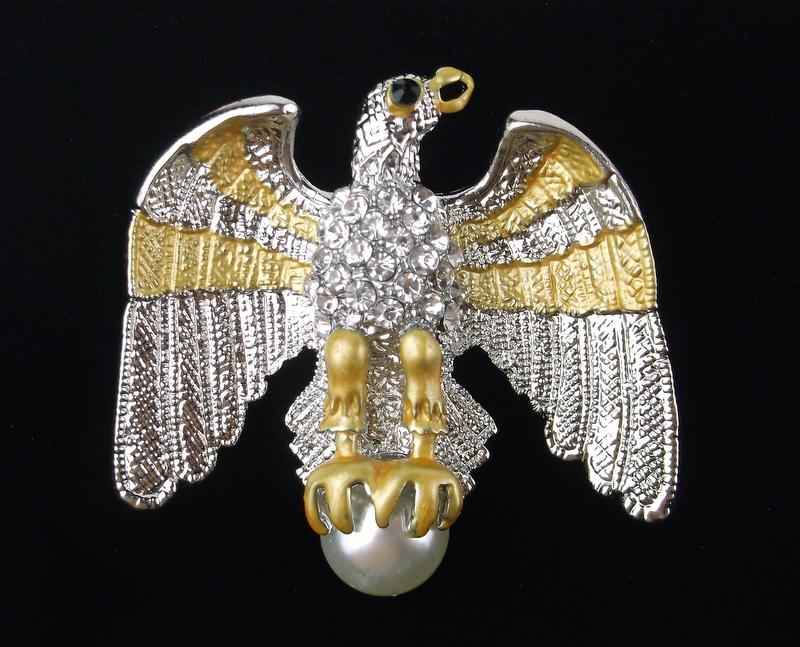 Mint Large Enameled Rhinestone Eagle Brooch (1 of 2)