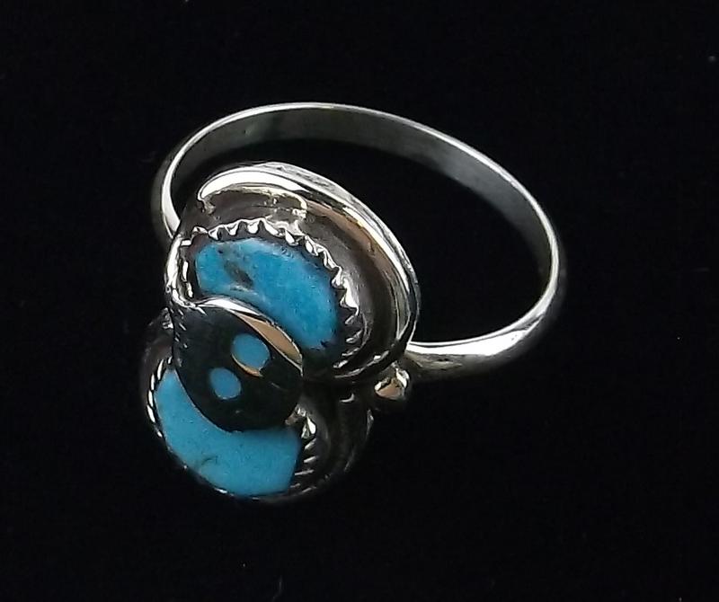 Zuni Effie Calavaza Sterling Turquoise Snake Ring 7 (1 of 3)