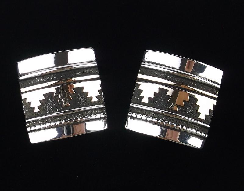 Large Navajo Thomas Singer Sterling Silver Stud (1 of 3)