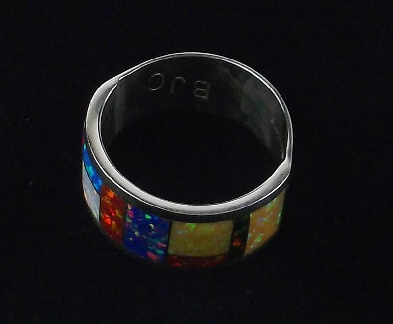 Zuni Bernard Cachini Sterling Opal Inlay Ring 8 (1 of 4)