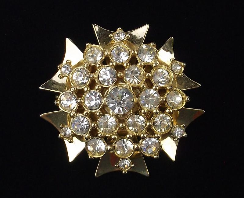 Mint 1950s Rhinestone Snowflake Brooch Antique (1 of 2)
