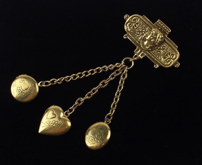 Mint Dangly Cameo Locket Brooch (1 of 1)