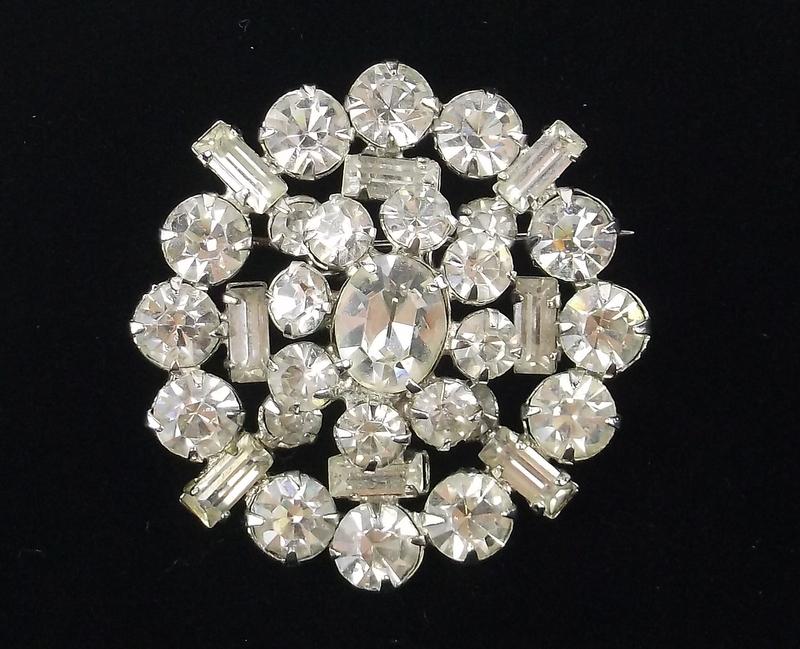 Mint 1950s Rhinestone Snowflake Brooch Antique (1 of 3)