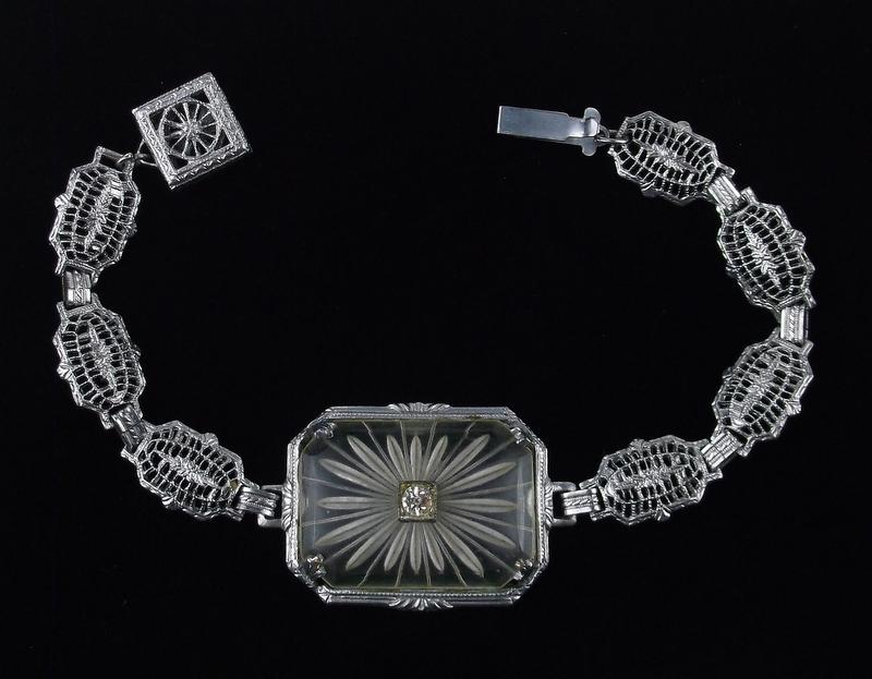 Mint Antique 1920s Art Deco Rhinestone Bracelet 6.5" (1 of 2)