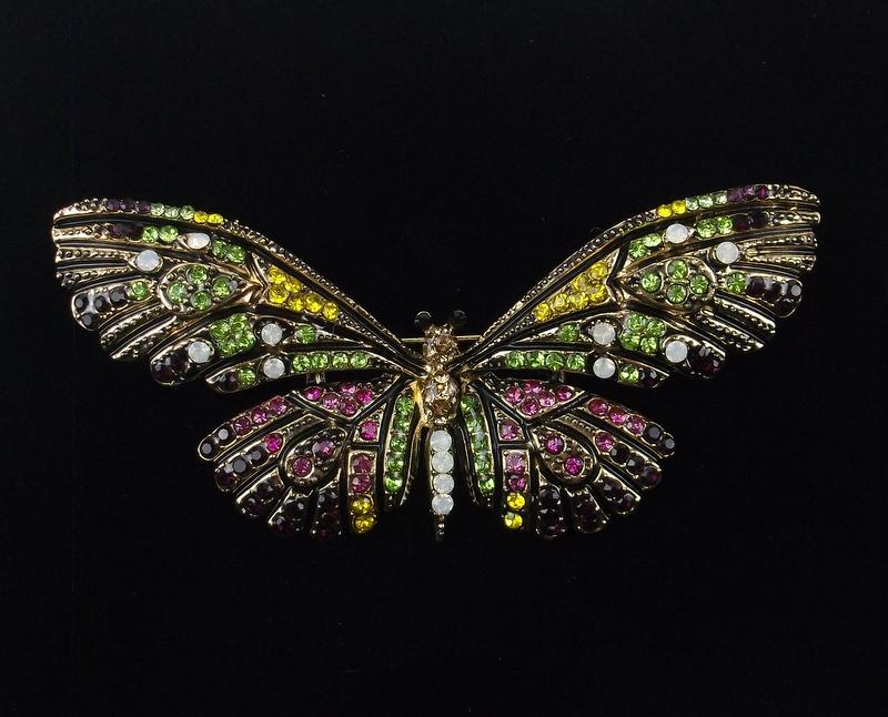 Mint Enameled Rhinestone Large Butterfly Brooch (1 of 2)