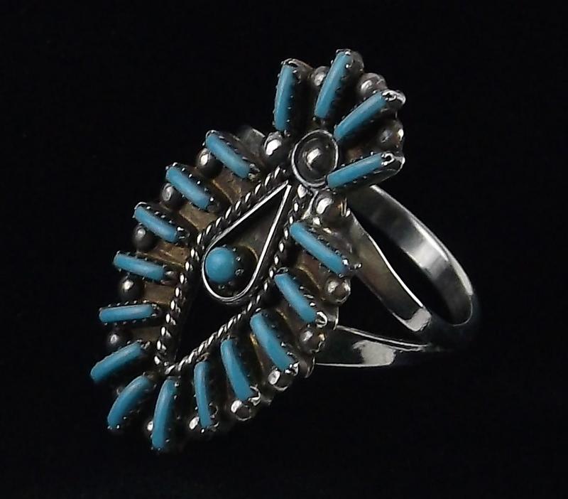 Zuni Philander Gia Sterling Turq Arrowhead Ring 7.5 (1 of 3)