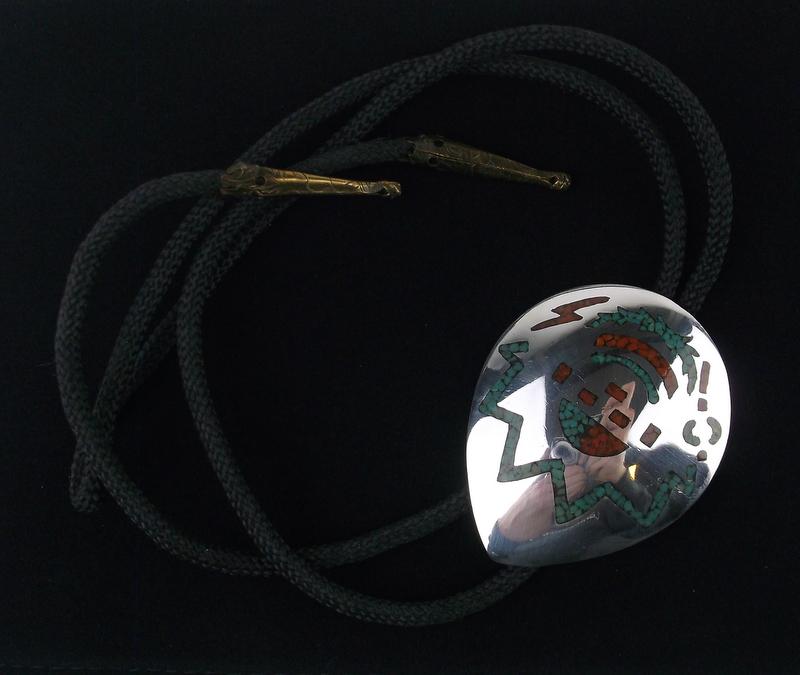 Huge Heavy Navajo Sterling Bolo Tie 1950s Turquoise (1 of 7)