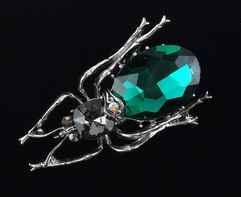 Mint Enameled Rhinestone Insect Brooch (1 of 2)