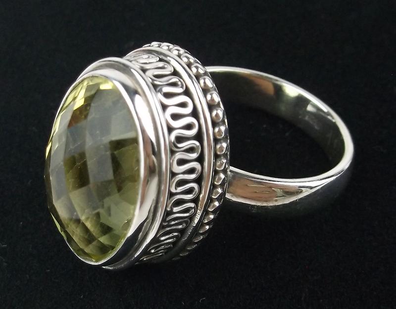 New Boxed Huge Bali Sterling 24ct Citrine Ring 8.5 (1 of 3)
