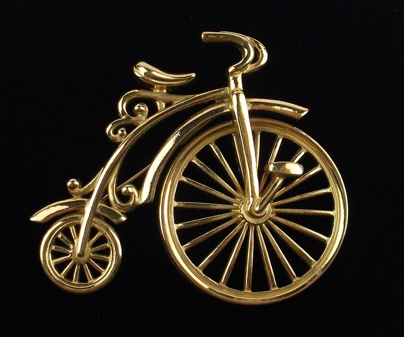 Mint Vintage High Wheel Bicycle Brooch Spins: Mint Condition, In Like New Condition, Perfect