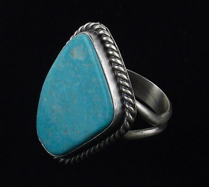 Navajo Eli Skeets Sterling Silver Turquoise Ring 6 (1 of 3)