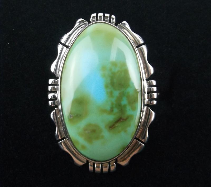 Navajo Nelson Jim Sterling Sonoran Gold Turq Ring 7 (1 of 4)