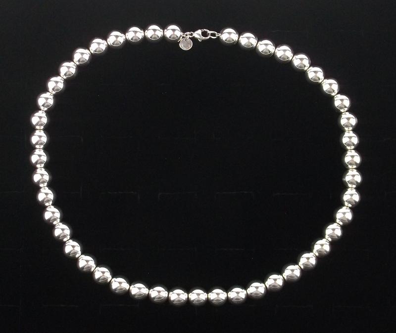 Big Tiffany & Co Sterling Silver Ball Necklace 18" (1 of 6)