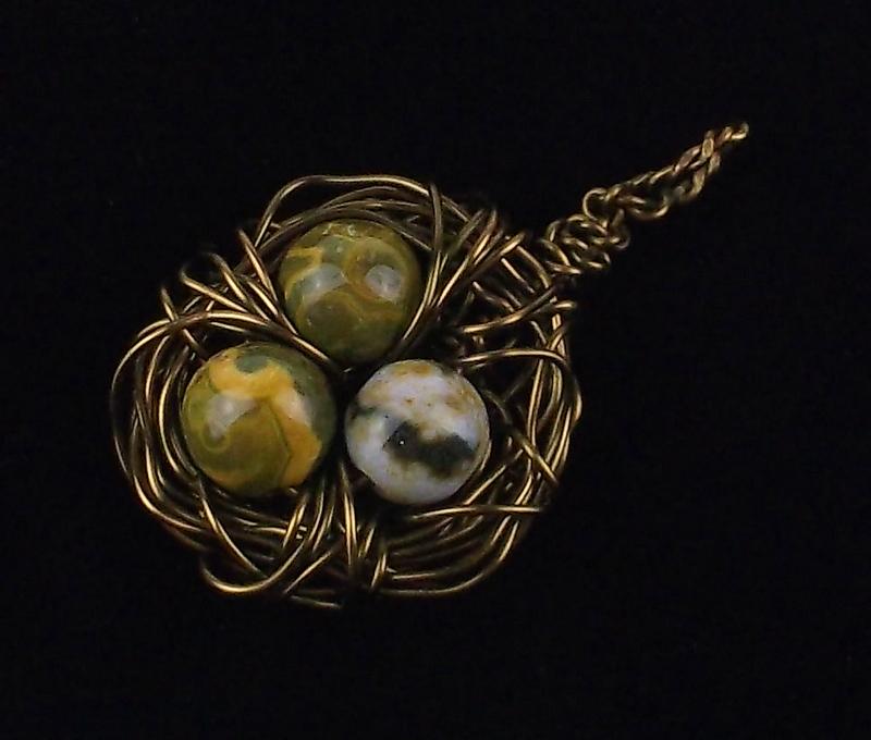 Stunning Genuine Jasper Bird Nest Pendant (1 of 1)