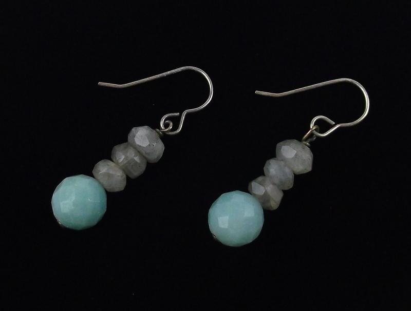 New Sterling Silver Genuine Amazonite Earrings Healing: new condition