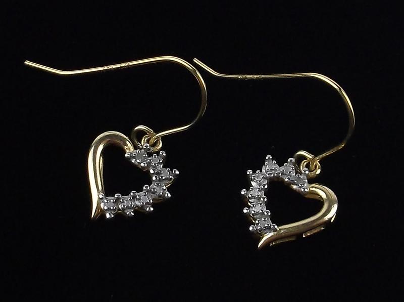Stunning Gold Over Sterling Diamond Heart Earrings (1 of 1)
