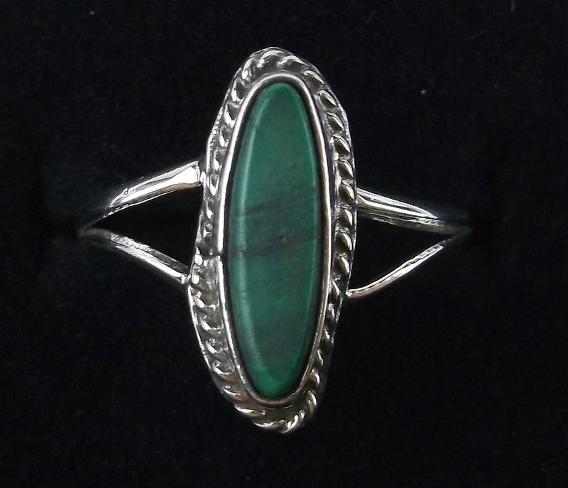 1960s Navajo Sterling Silver Malachite Ring 6 Gorgeous (1 of 3)