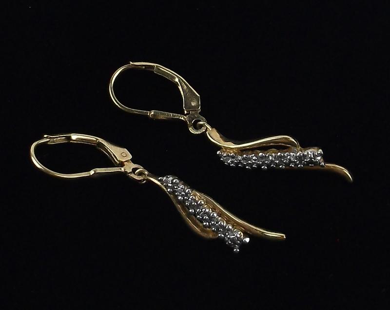 Stunning Gold Over Sterling Diamond Drop Earrings (1 of 1)