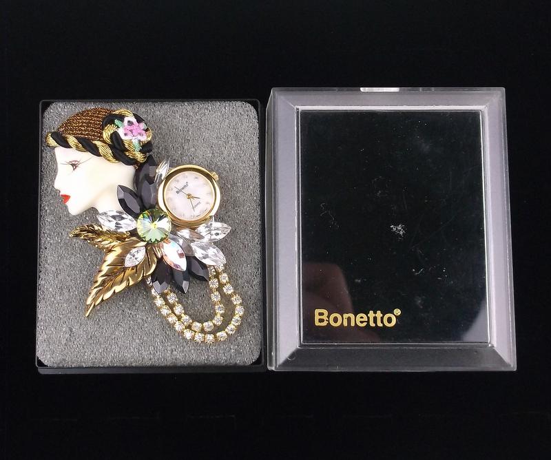 Mint Vintage 1980s Bonetto Lady Watch Brooch Works (1 of 4)