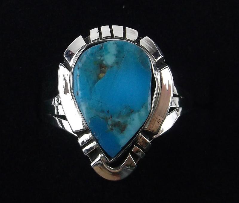 Navajo Calvin Spencer Sterling Silver Turquoise Ring (1 of 3)