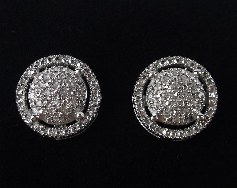 New Sterling Silver Diamond Screw Stud Earrings (1 of 4)