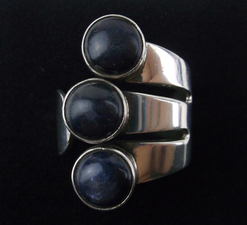 Vintage House of Bangles Sterling Lapis Ring Adjust (1 of 4)