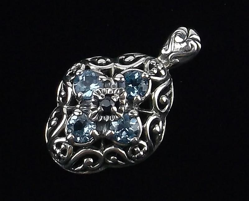 Stunning Sterling Silver Blue Topaz Sapphire Pendant (1 of 2)
