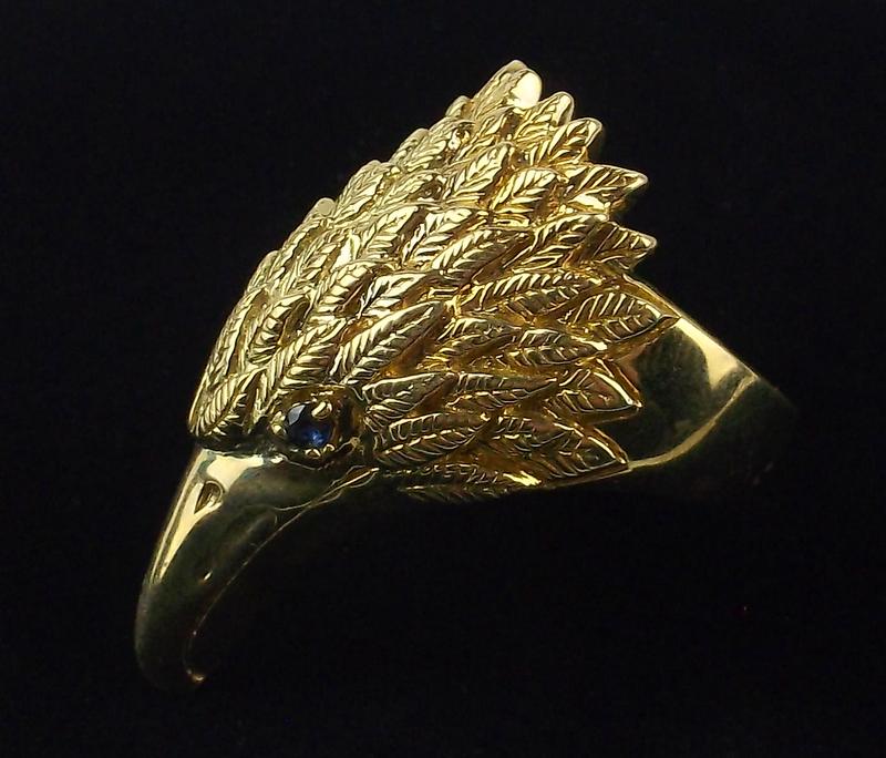 New Boxed Large Golden Eagle Topaz Eye Ring 9 (1 of 3)