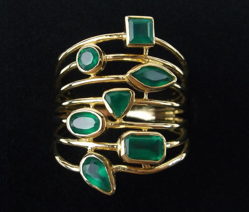 New 14kt Gold Over Sterling Emerald Ring Size 8 (1 of 3)