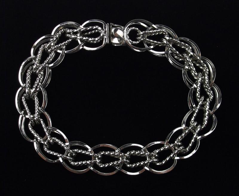 Mint Antique 1950s Sterling Silver Chain Bracelet 7.5": Guaranteed Solid 925 Sterling Silver, in Excellent Condition
