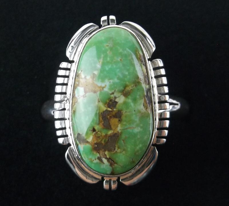 Navajo Nelson Jim Sterling Sonoran Gold Turq Ring 10 (1 of 2)