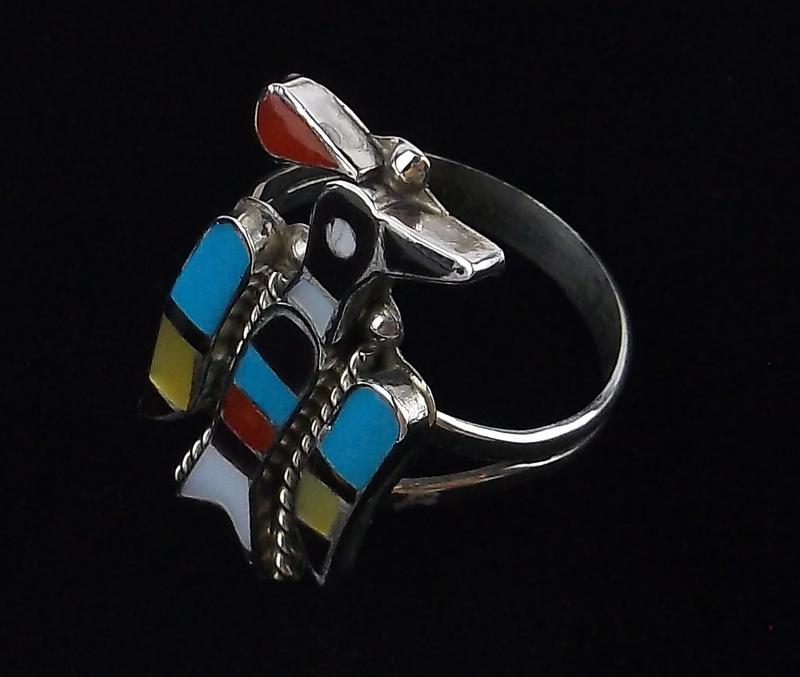 Zuni Lynette Laiwakete Sterling Waterbird Ring 8 Inlay (1 of 3)