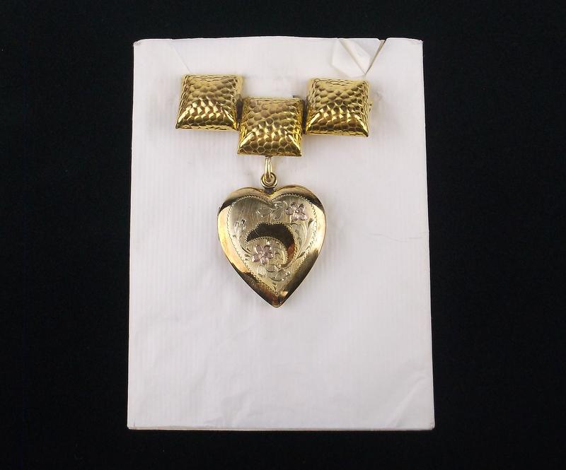 1950s Gold Over Sterling Locket Brooch NEW OLD STOCK: new condition