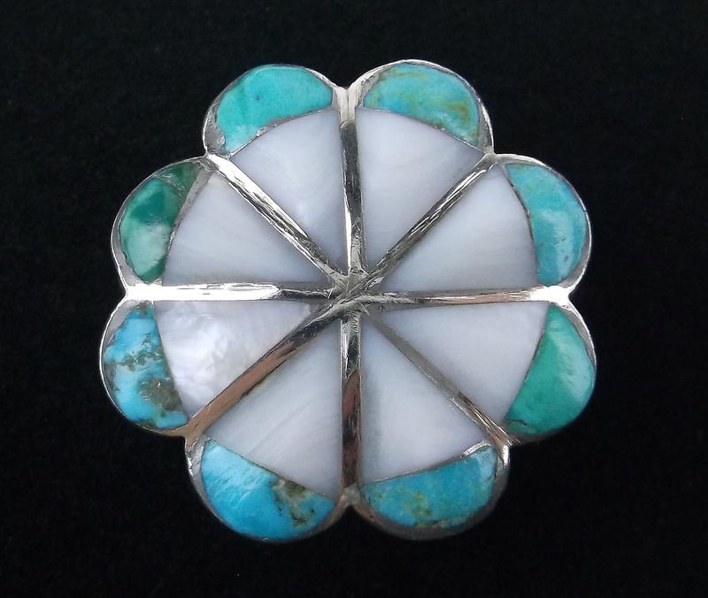 Stunning Vintage Zuni Sterling Turquoise MOP Ring 7 (1 of 3)